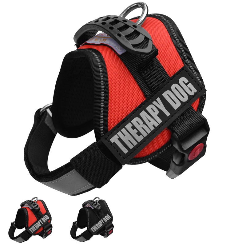 Albcorp Reflective Therapy Dog Vest Harness, Woven Nylon, Adjustable Service Animal Jacket, with 2 Hook and Loop Therapy Dog Removable Patches. Red, Extra Small - Image 1